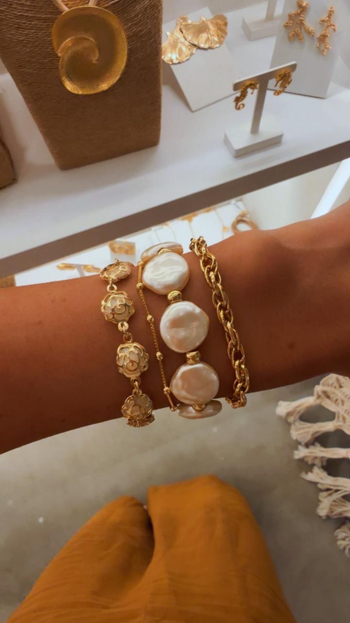 Pulseira pastilha pérola