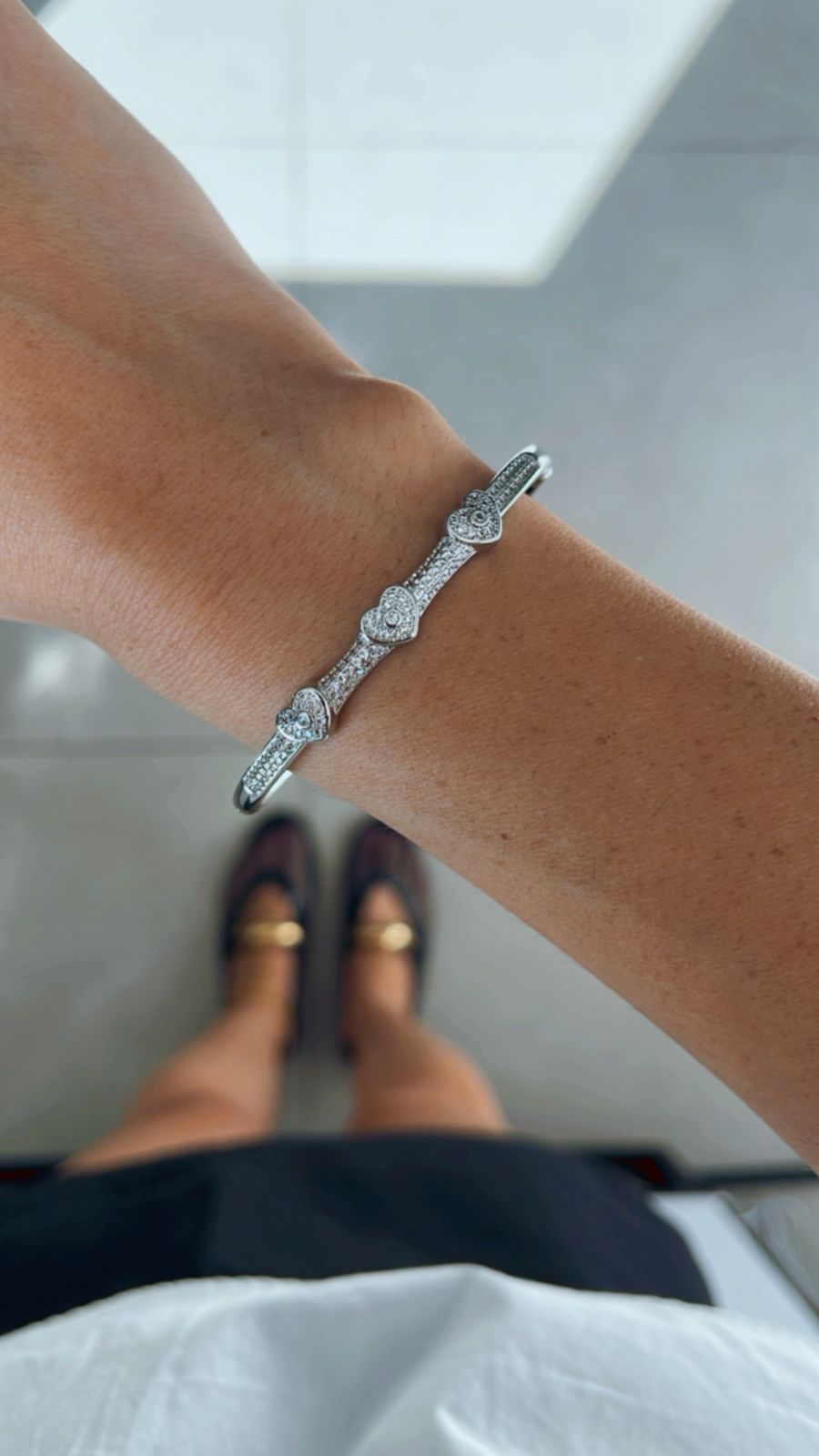 Pulseira bracelete corações petit níquel