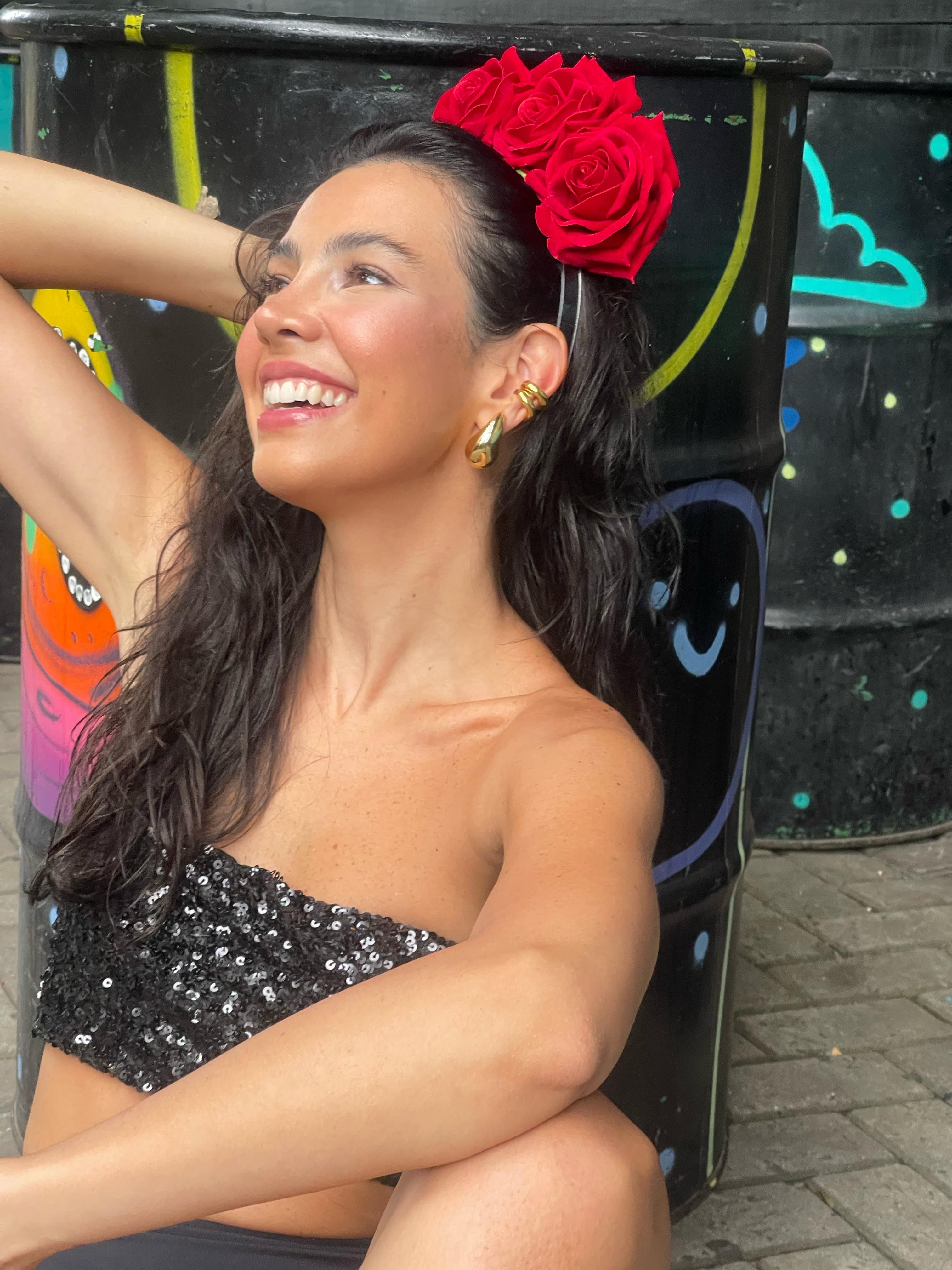 Tiara rosa vermelha