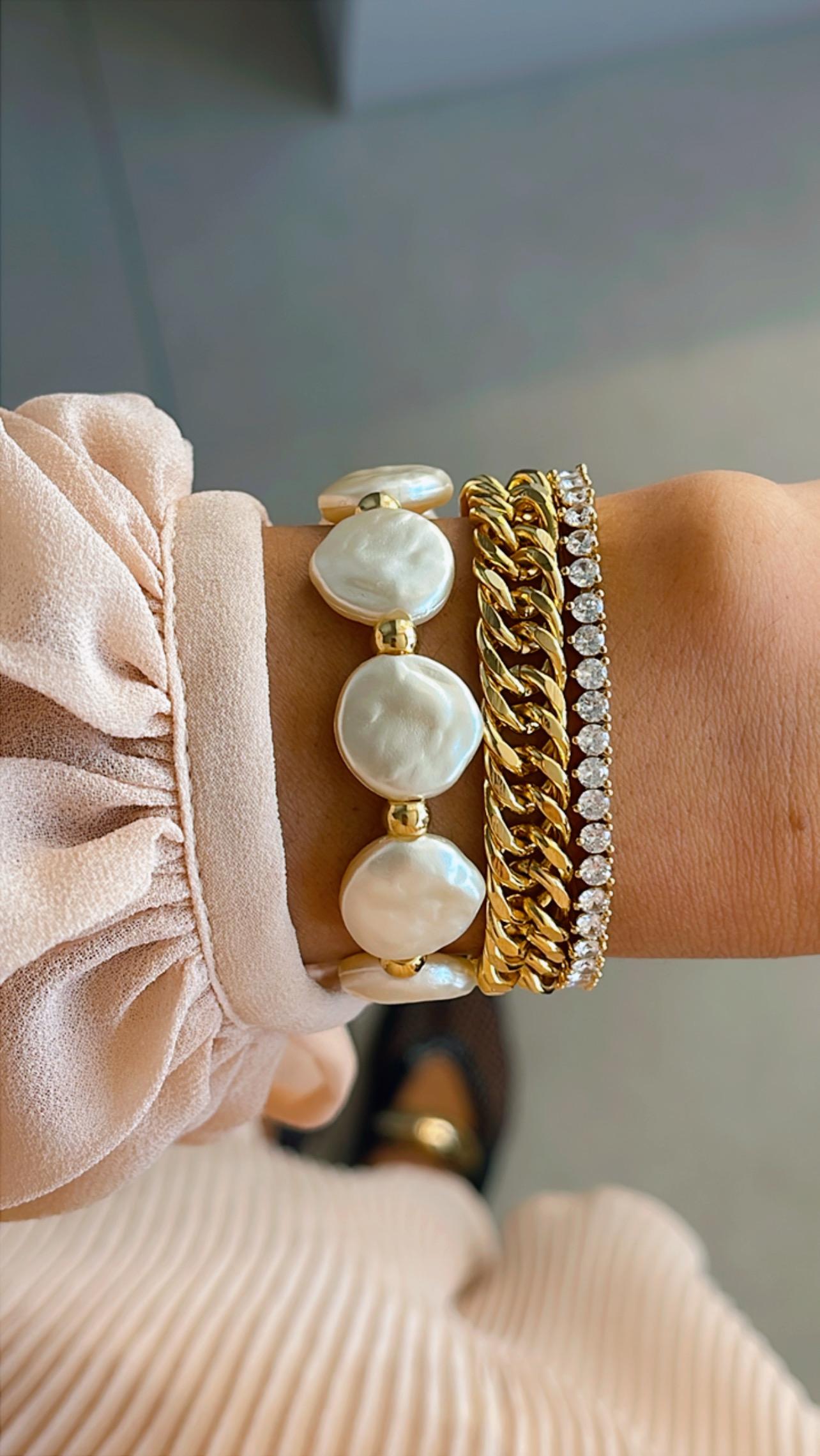 Pulseira pastilha pérola