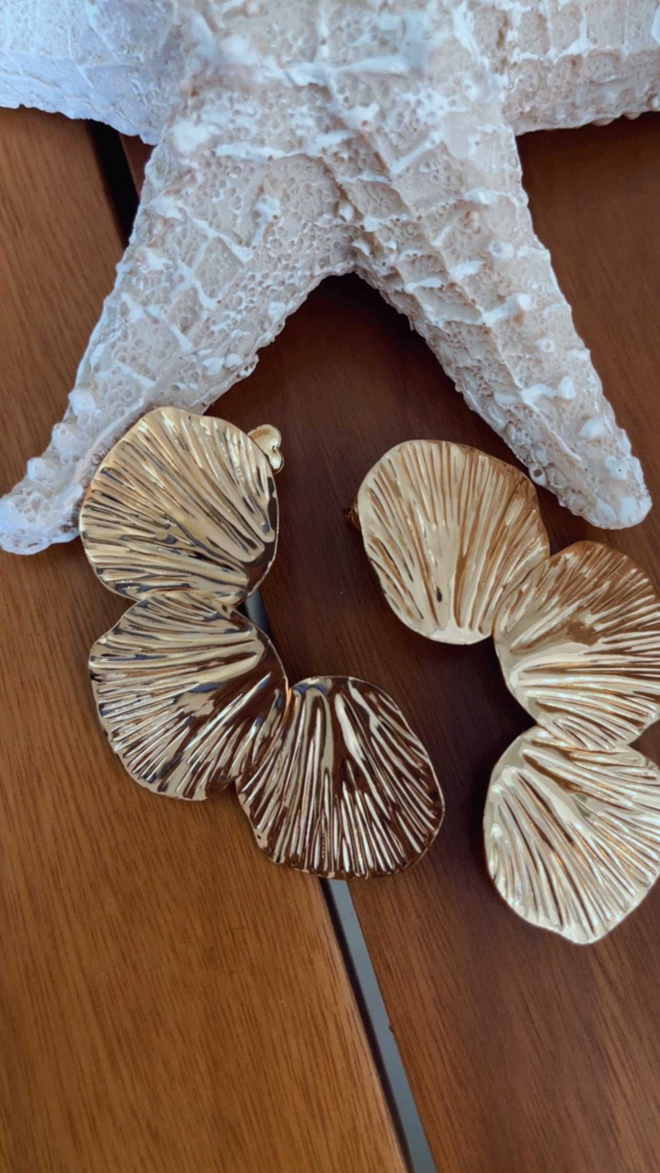 Brinco leque de conchas