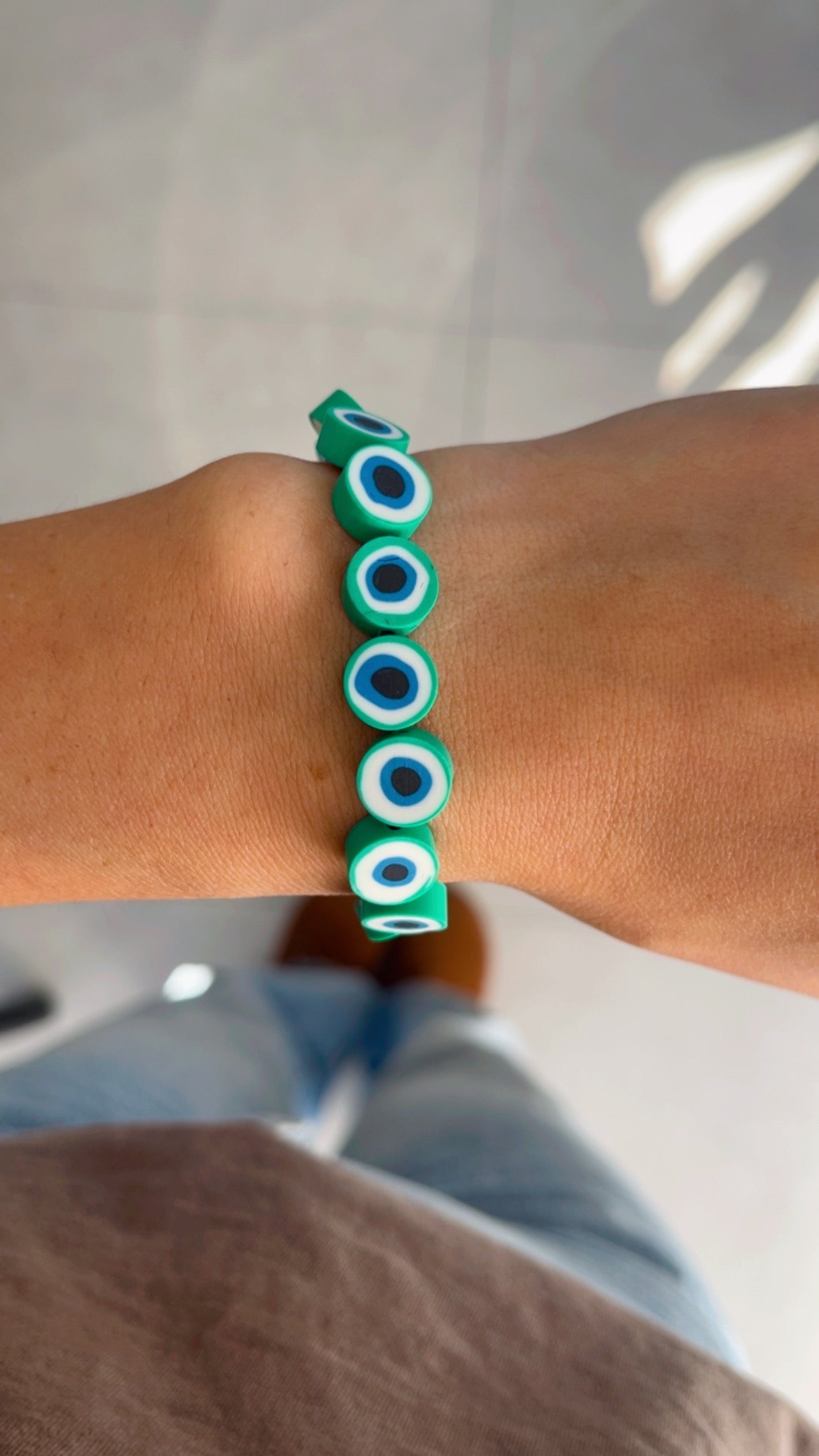 Pulseira olho fimo verde