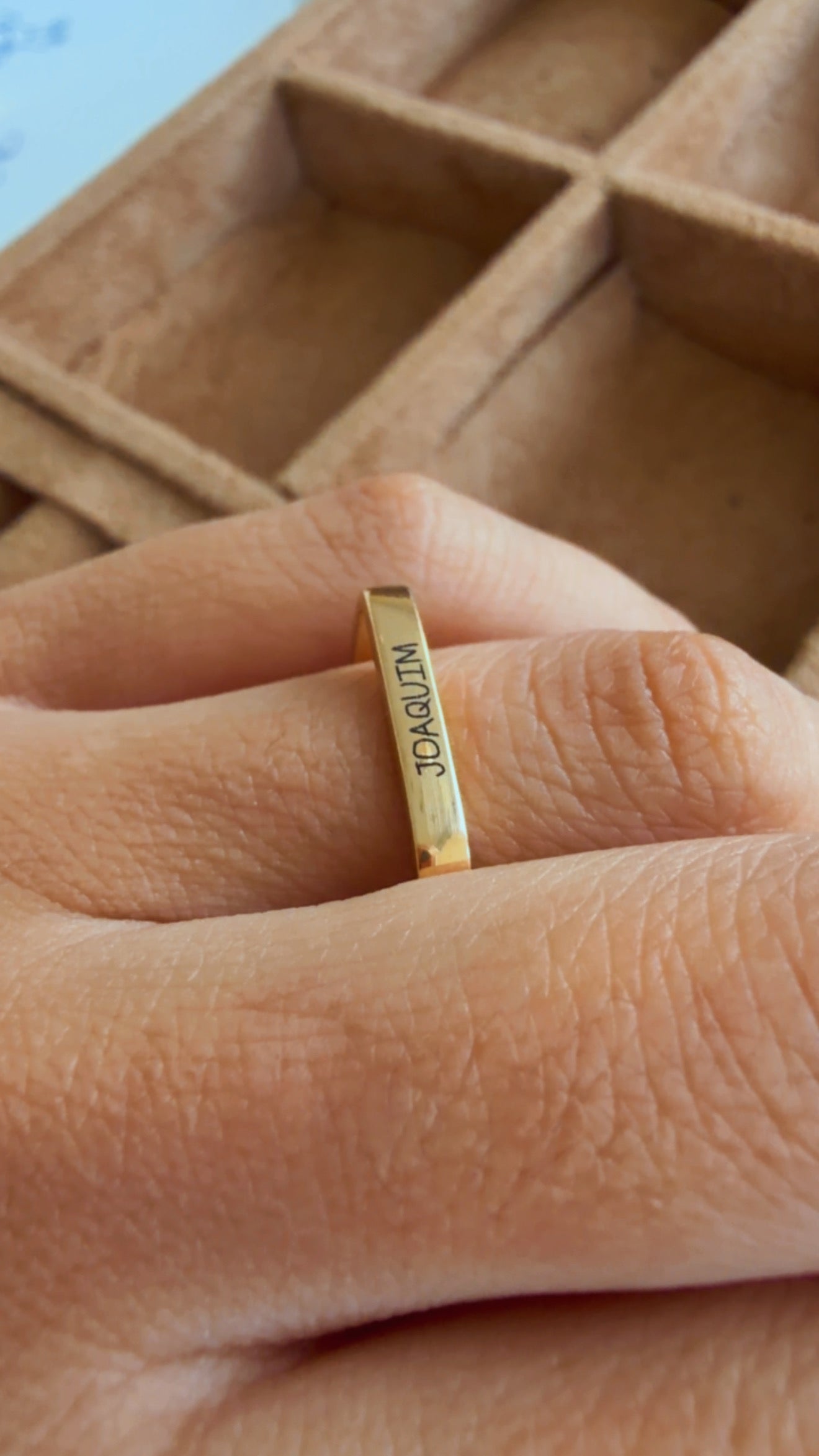 Anel quadrado 4 lados personalizado