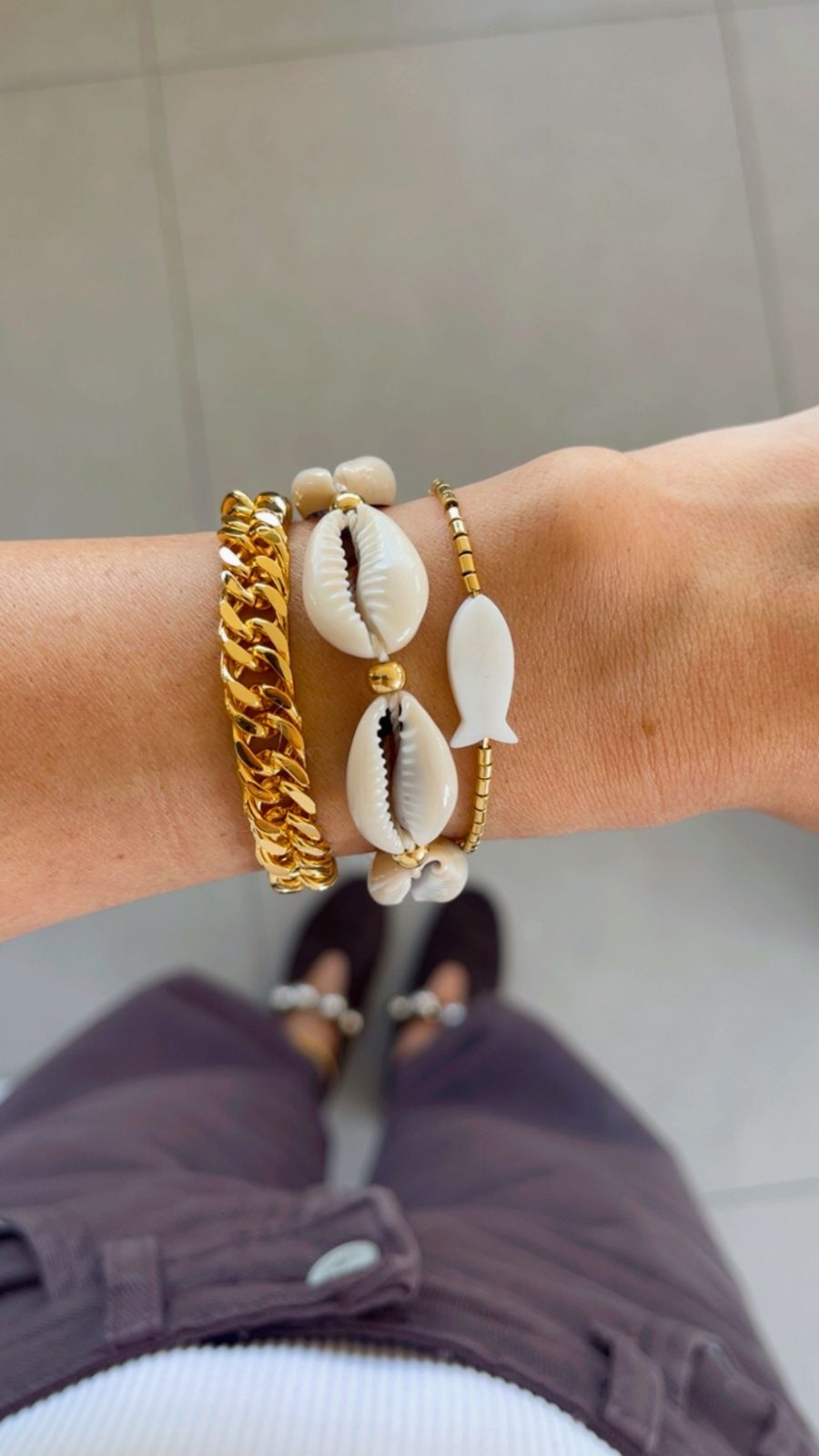 Pulseira búzio natural bolinha