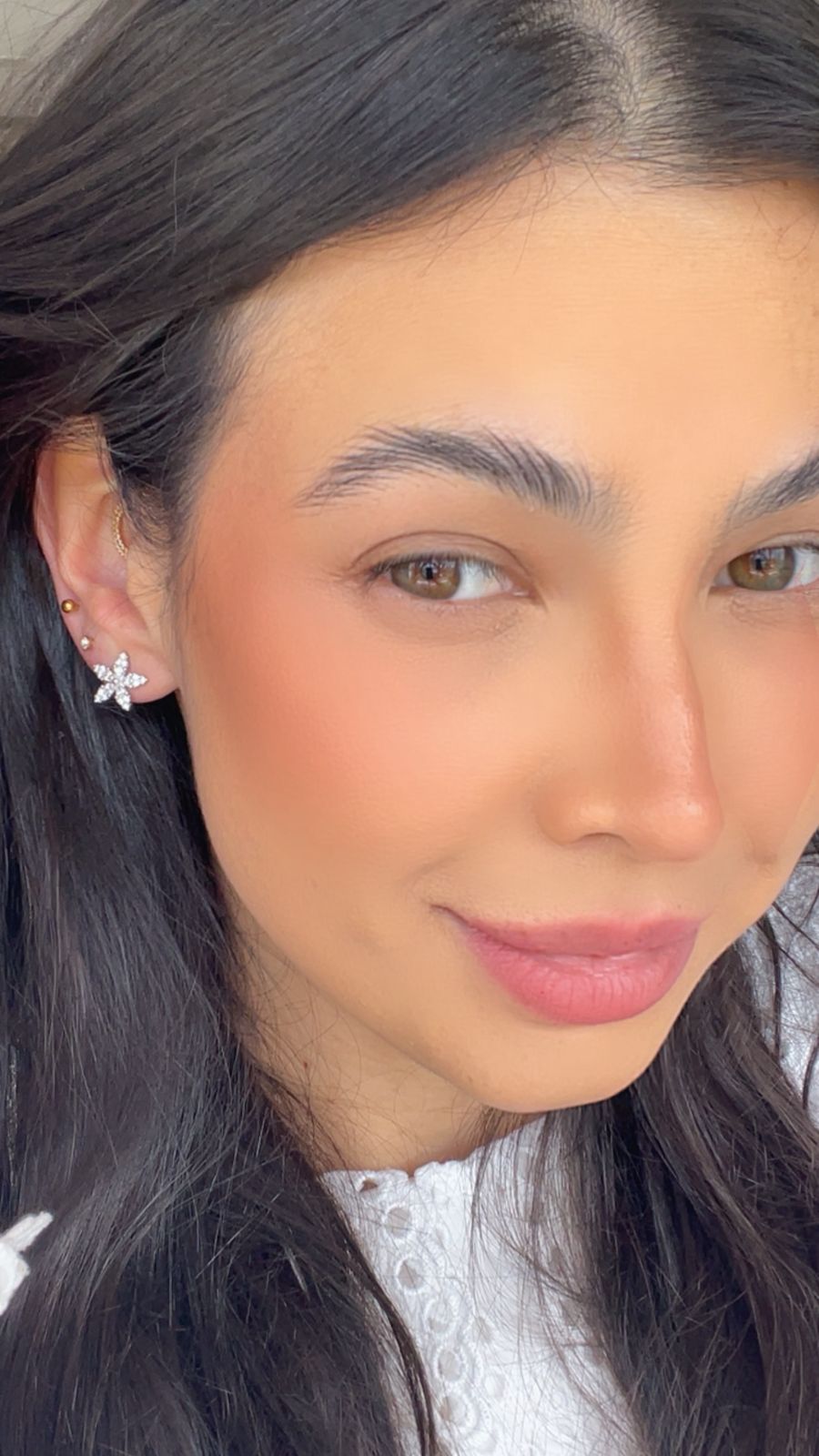 Brinco flor de natal ródio