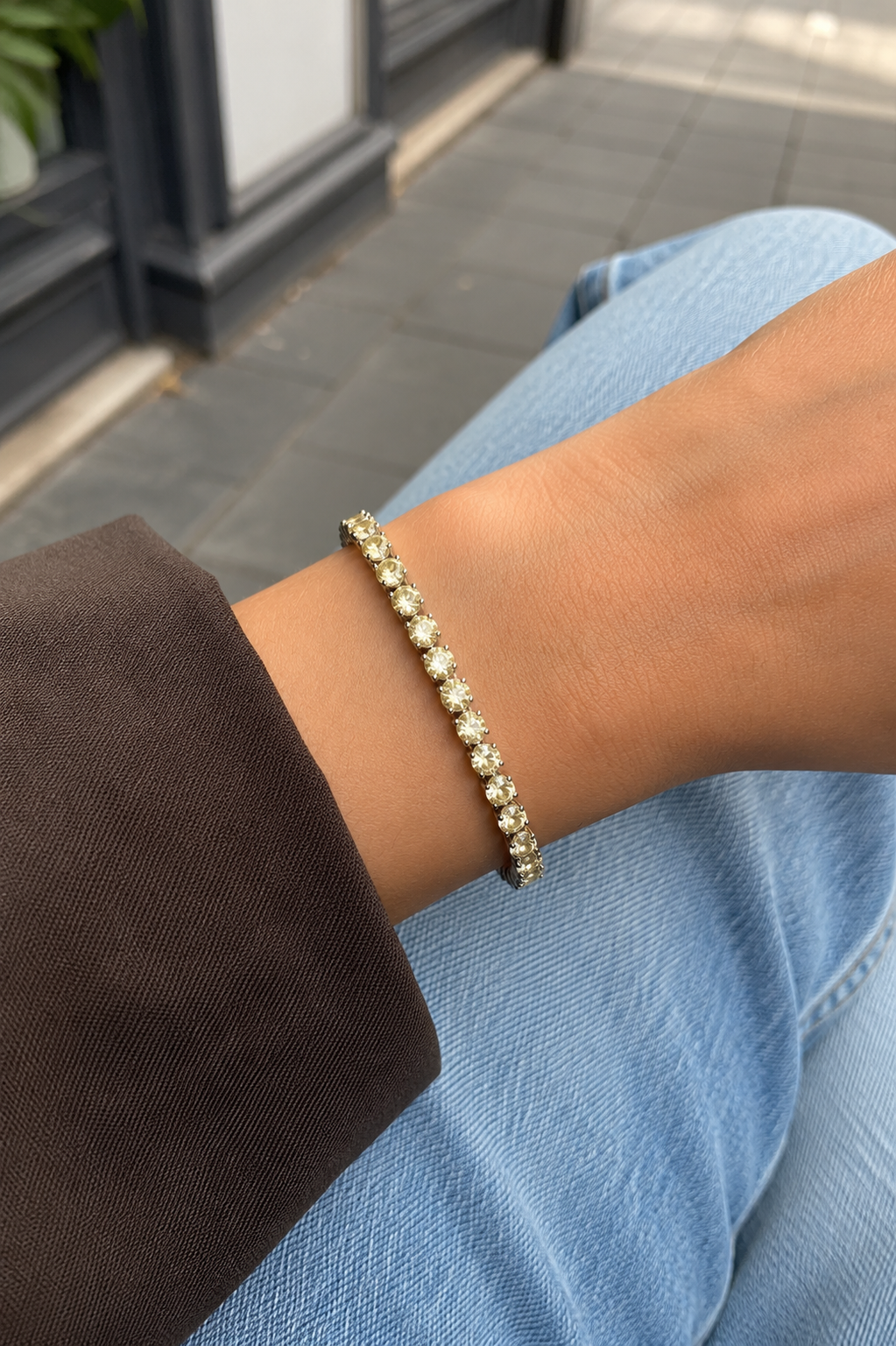 Pulseira riviera 3 pontas yellow níquel