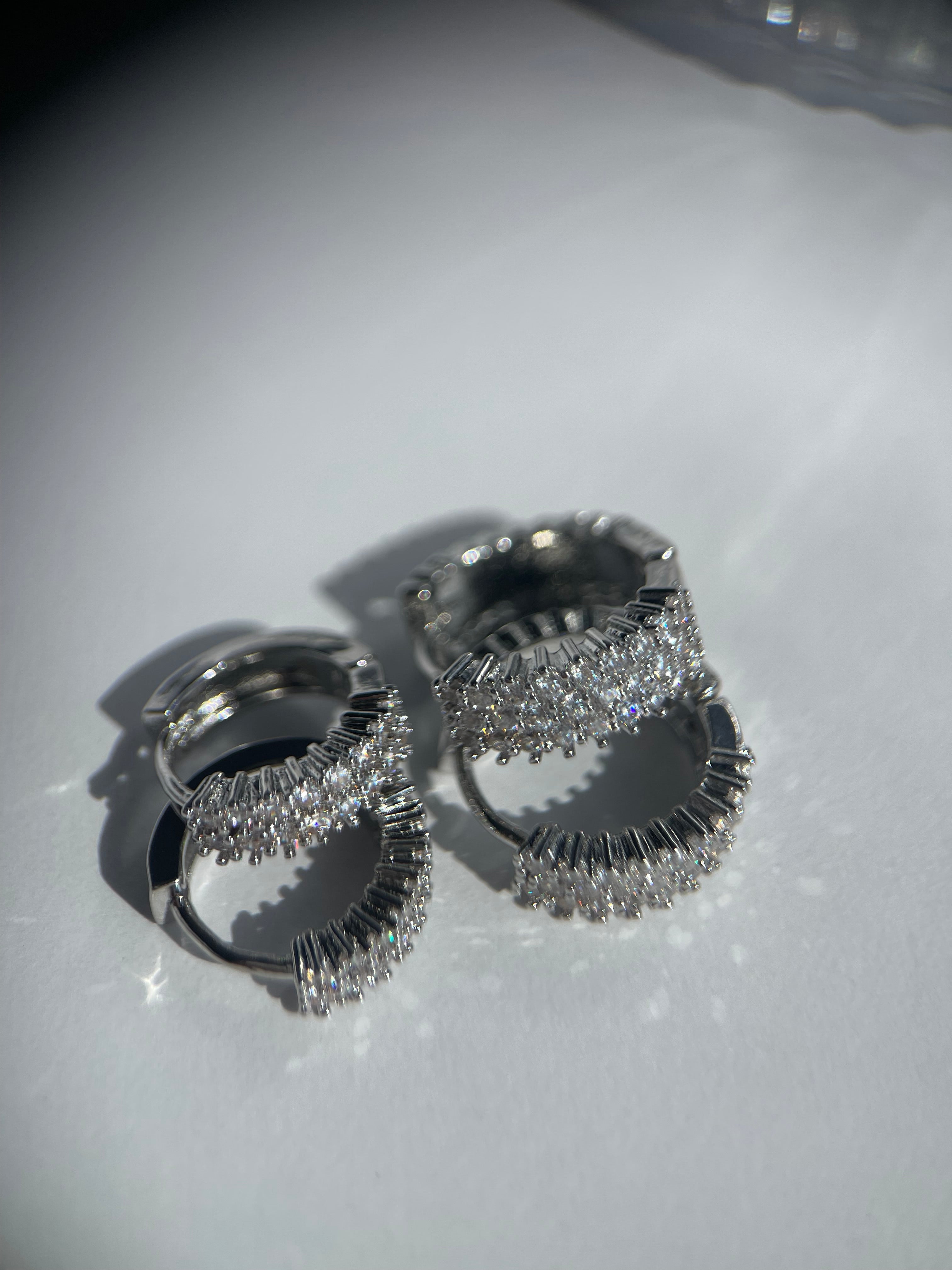 Brinco dupla argola shine ródio