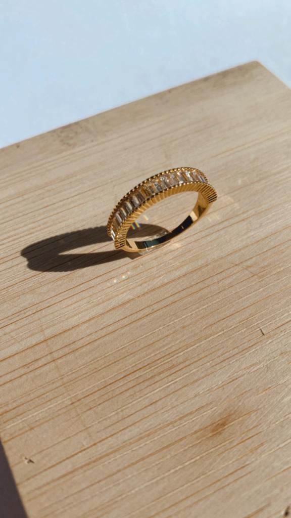 Anel baguete zircônia