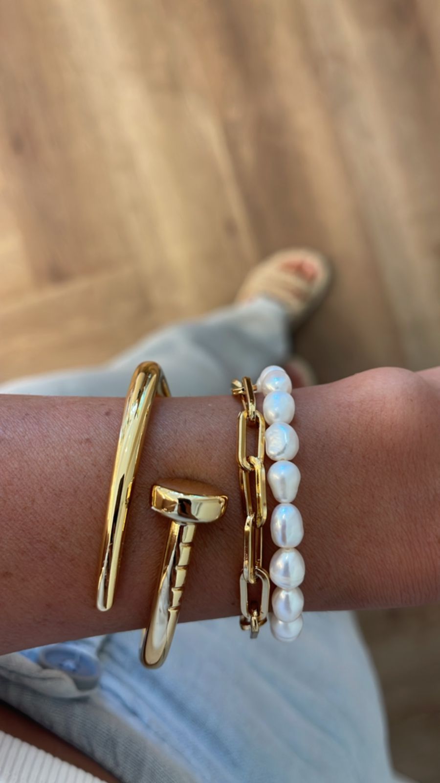 Pulseira tier com pérola barroca