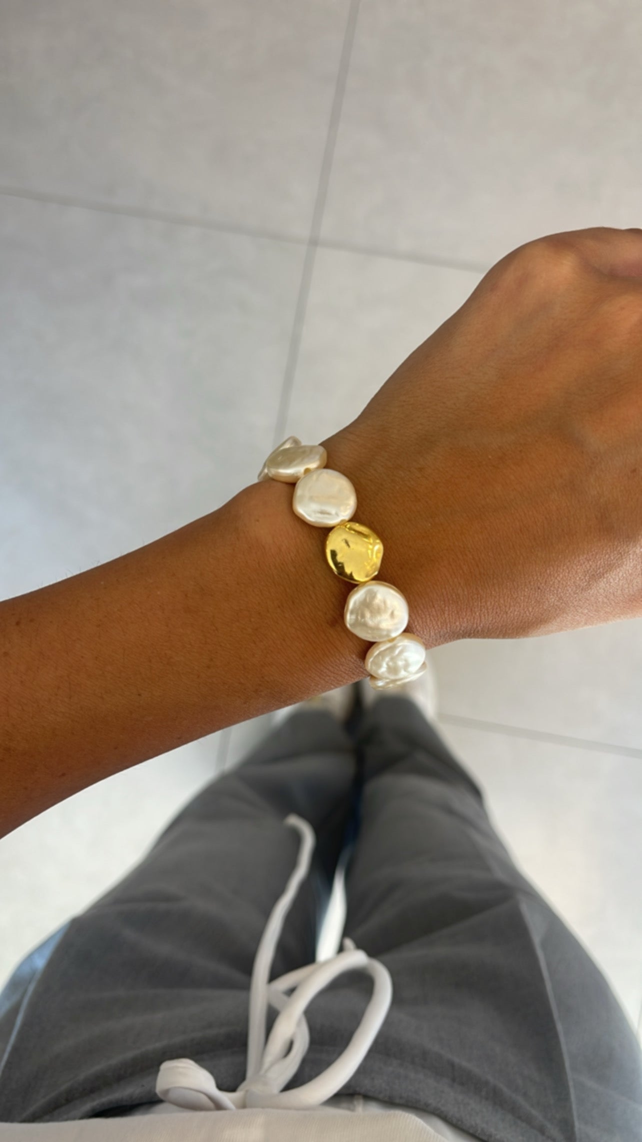 Pulseira pastilha pérola new