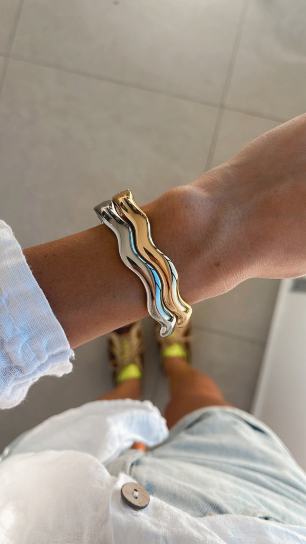 Pulseira bracelete zigzag níquel