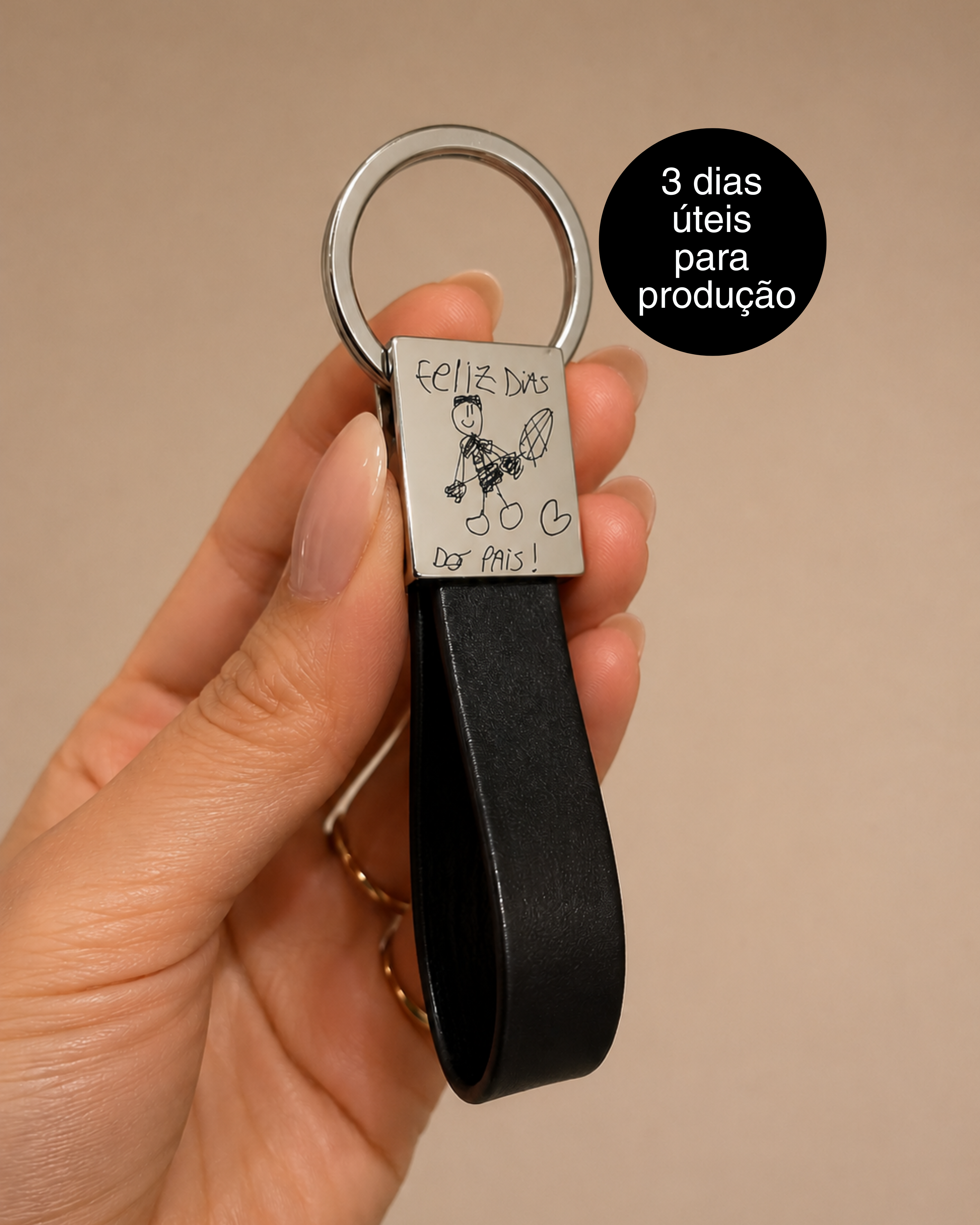 Chaveiro couro memória