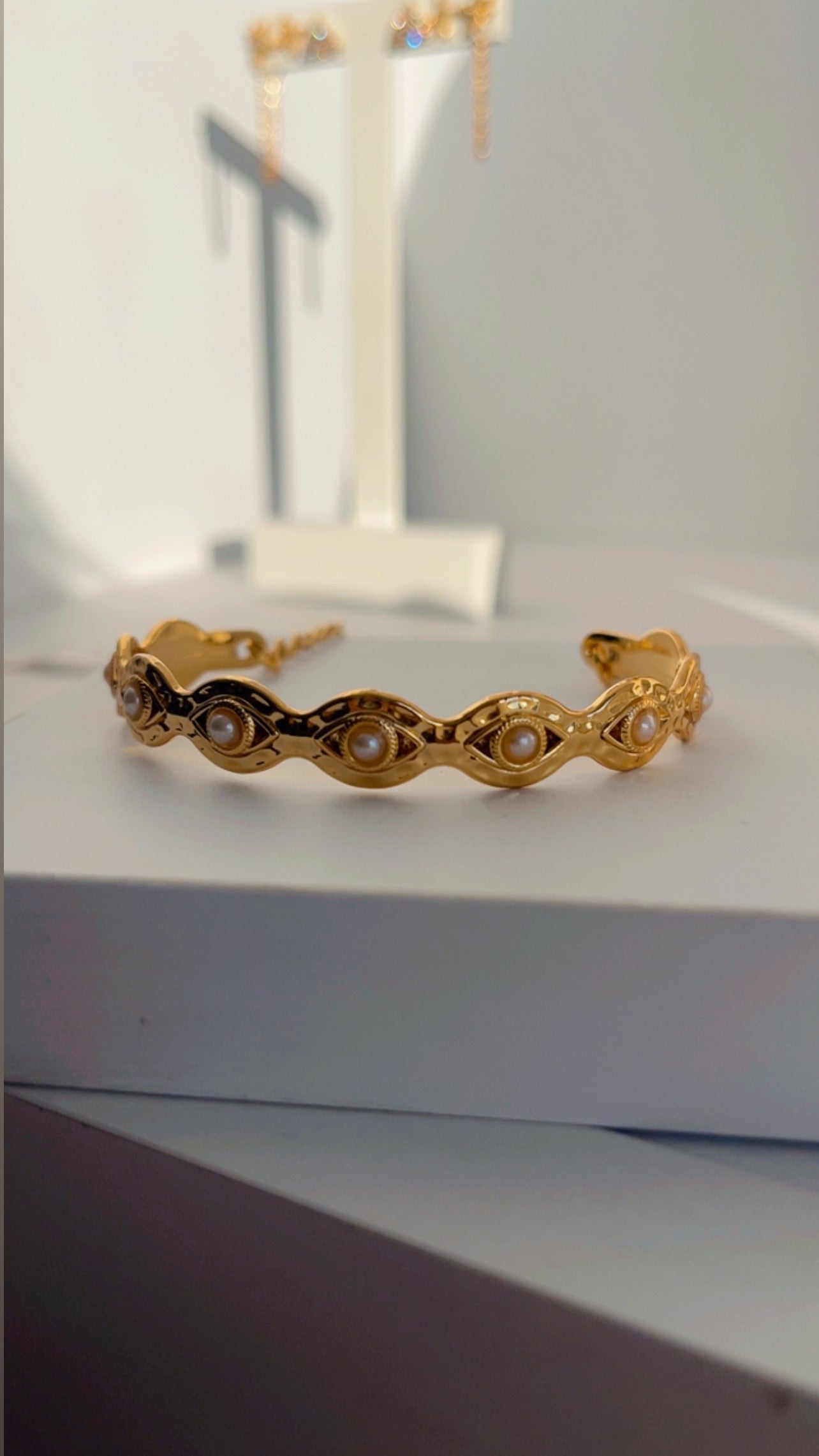 Pulseira bracelete olho pérola