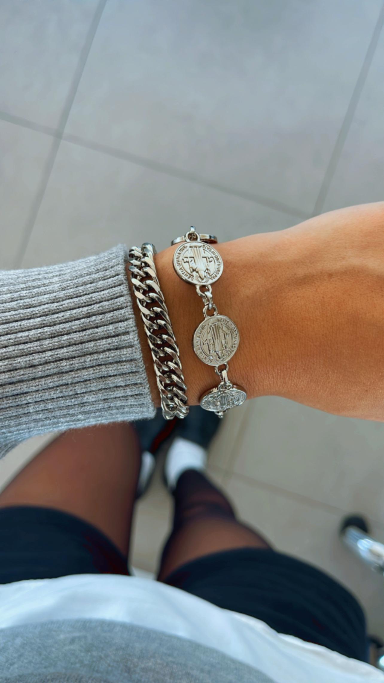 Pulseira elos entrelaçada pq níquel