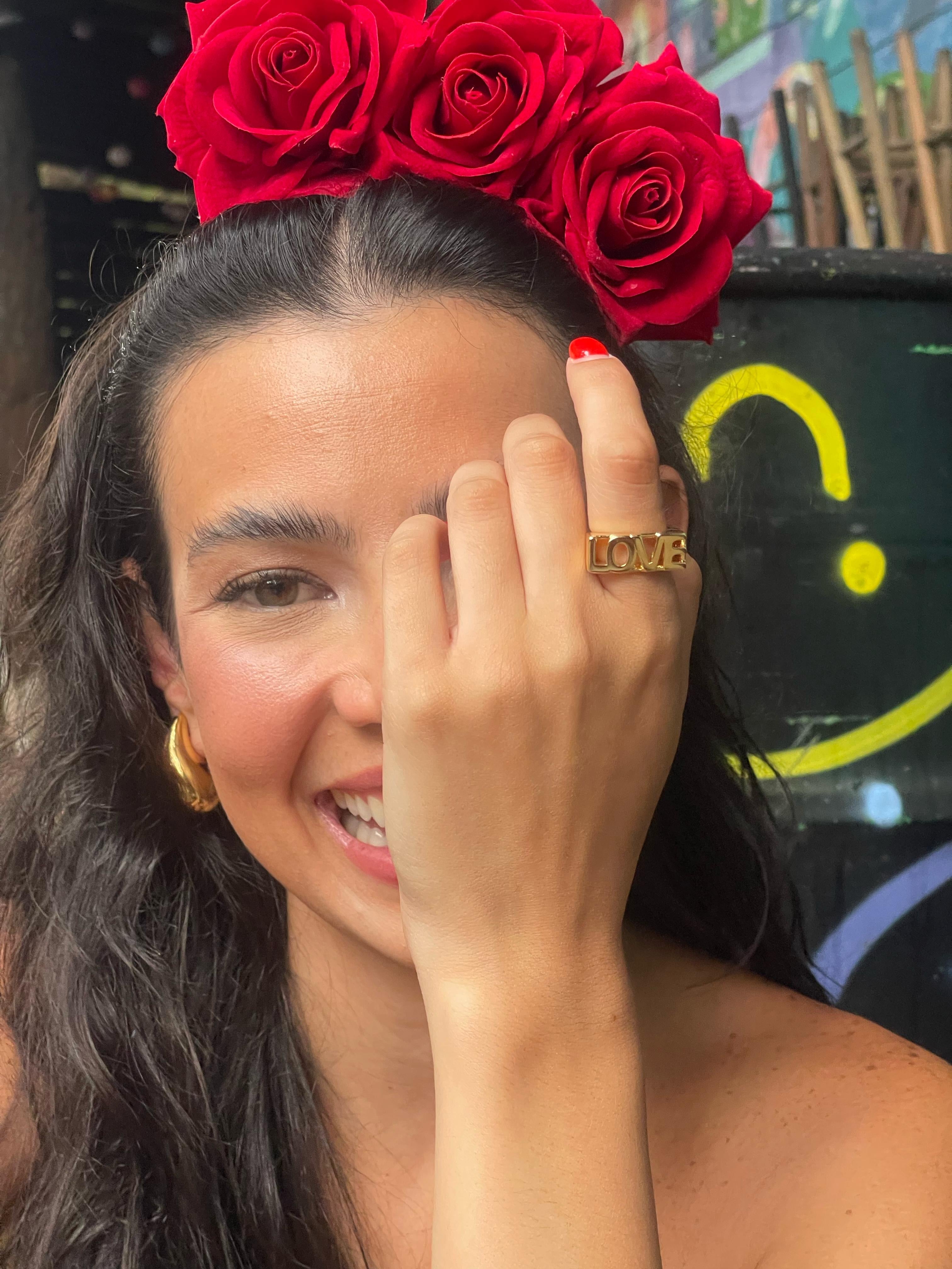 Tiara rosa vermelha
