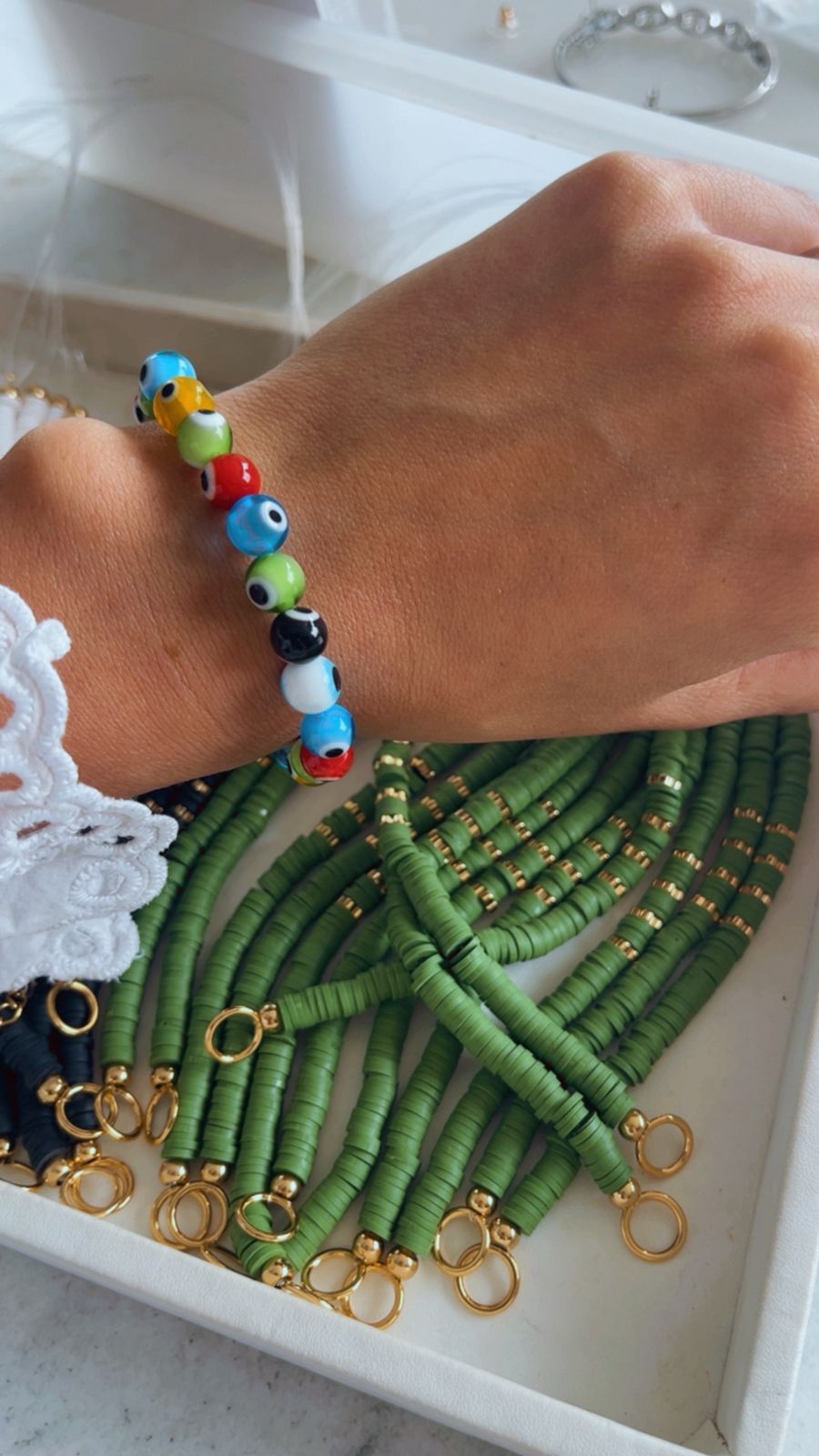 Pulseira olho color vidro