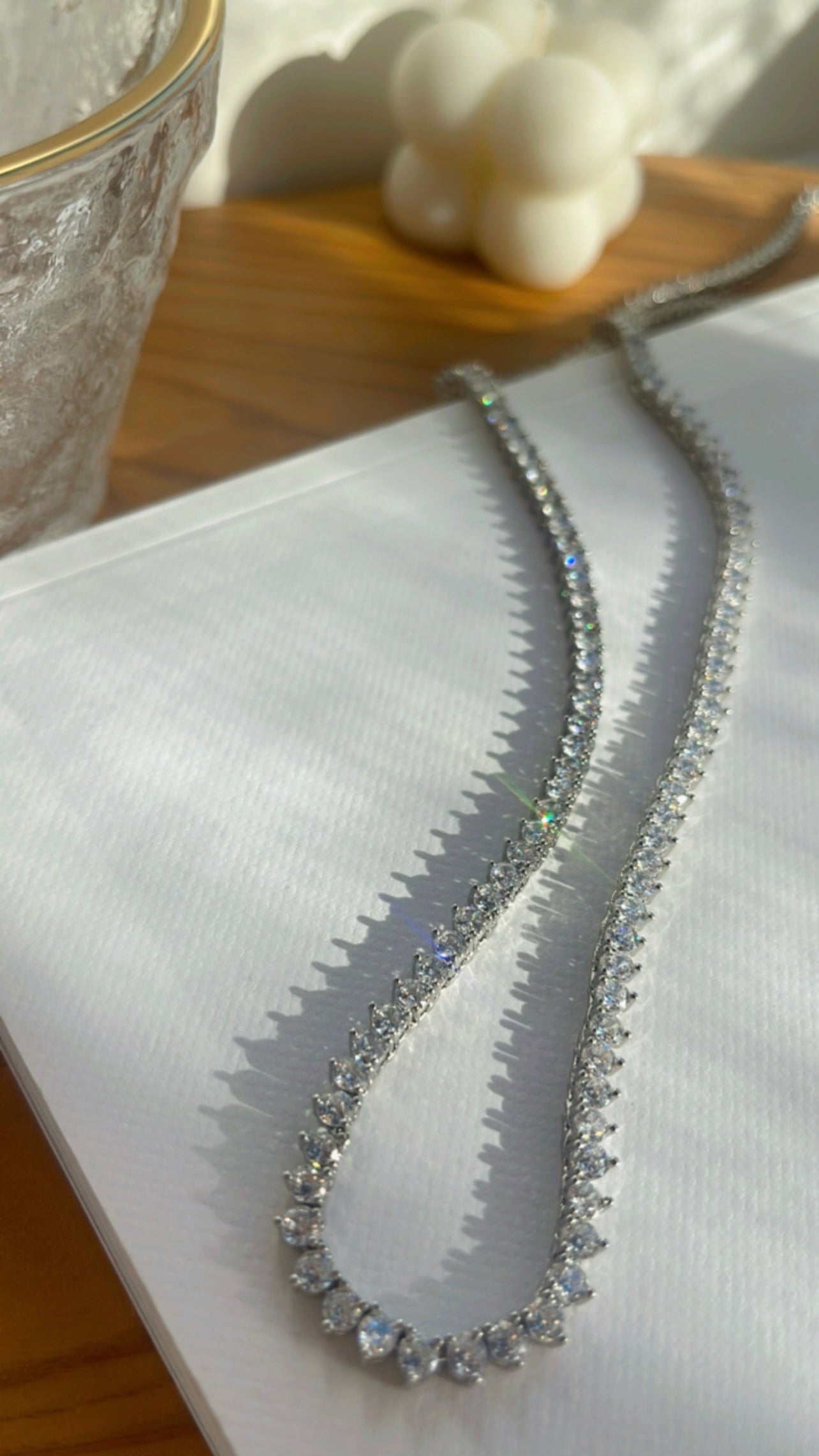 Colar riviera 3p longo ródio