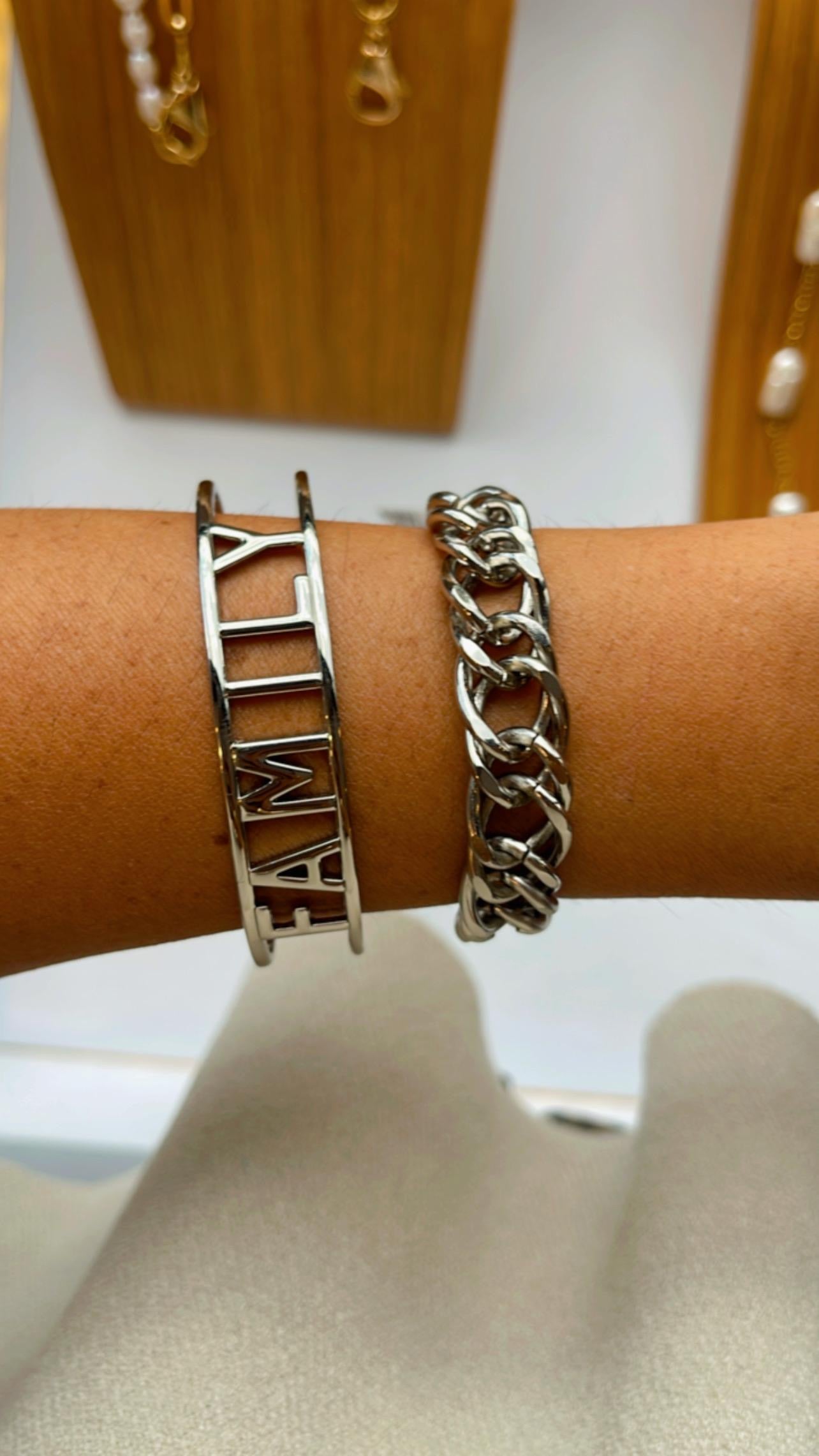 Pulseira entrelaçada média níquel
