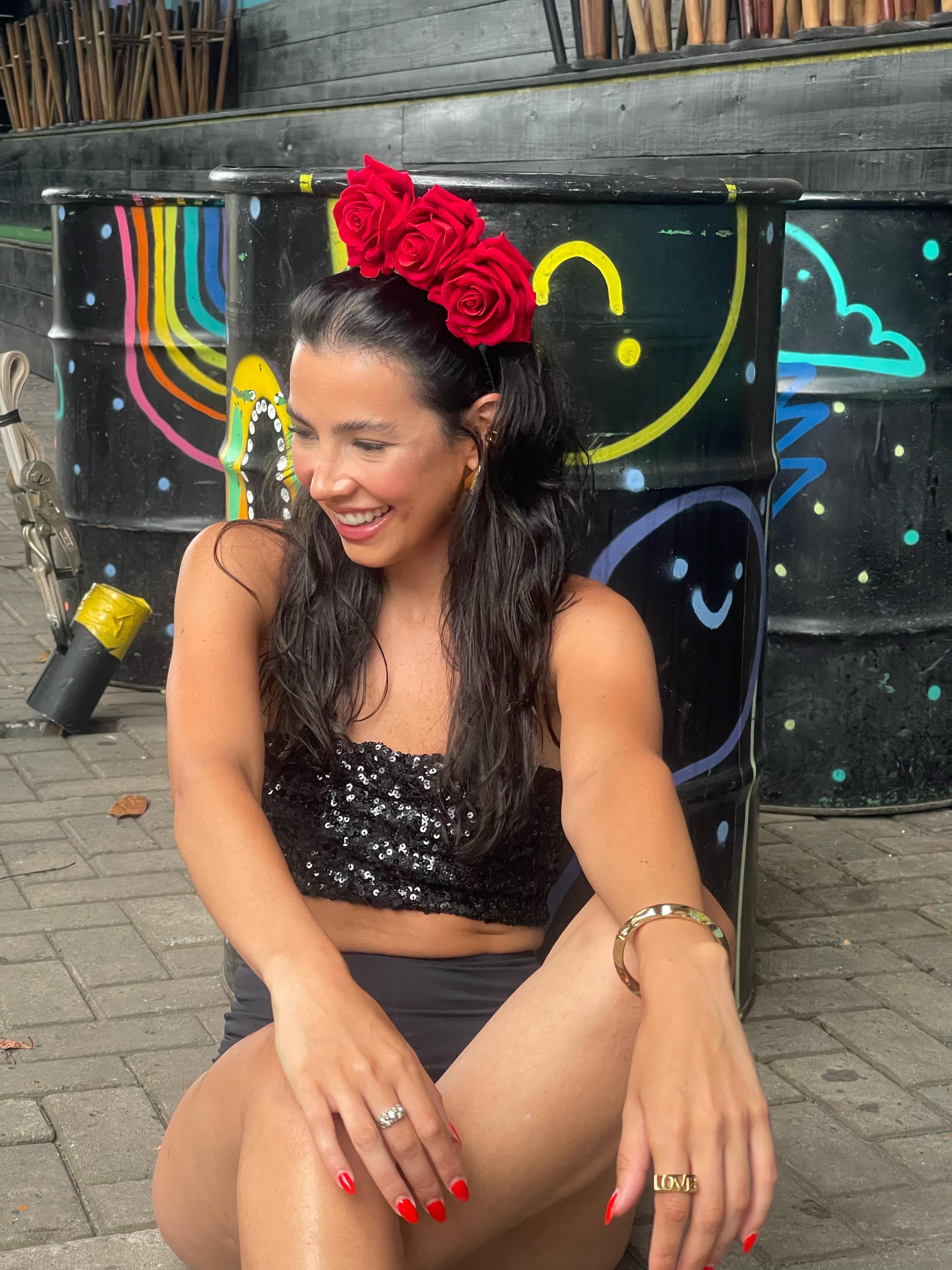 Tiara rosa vermelha