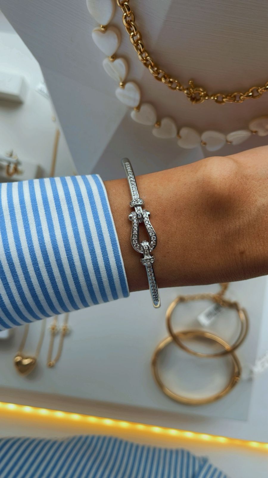 Pulseira bracelete entrelaço ródio