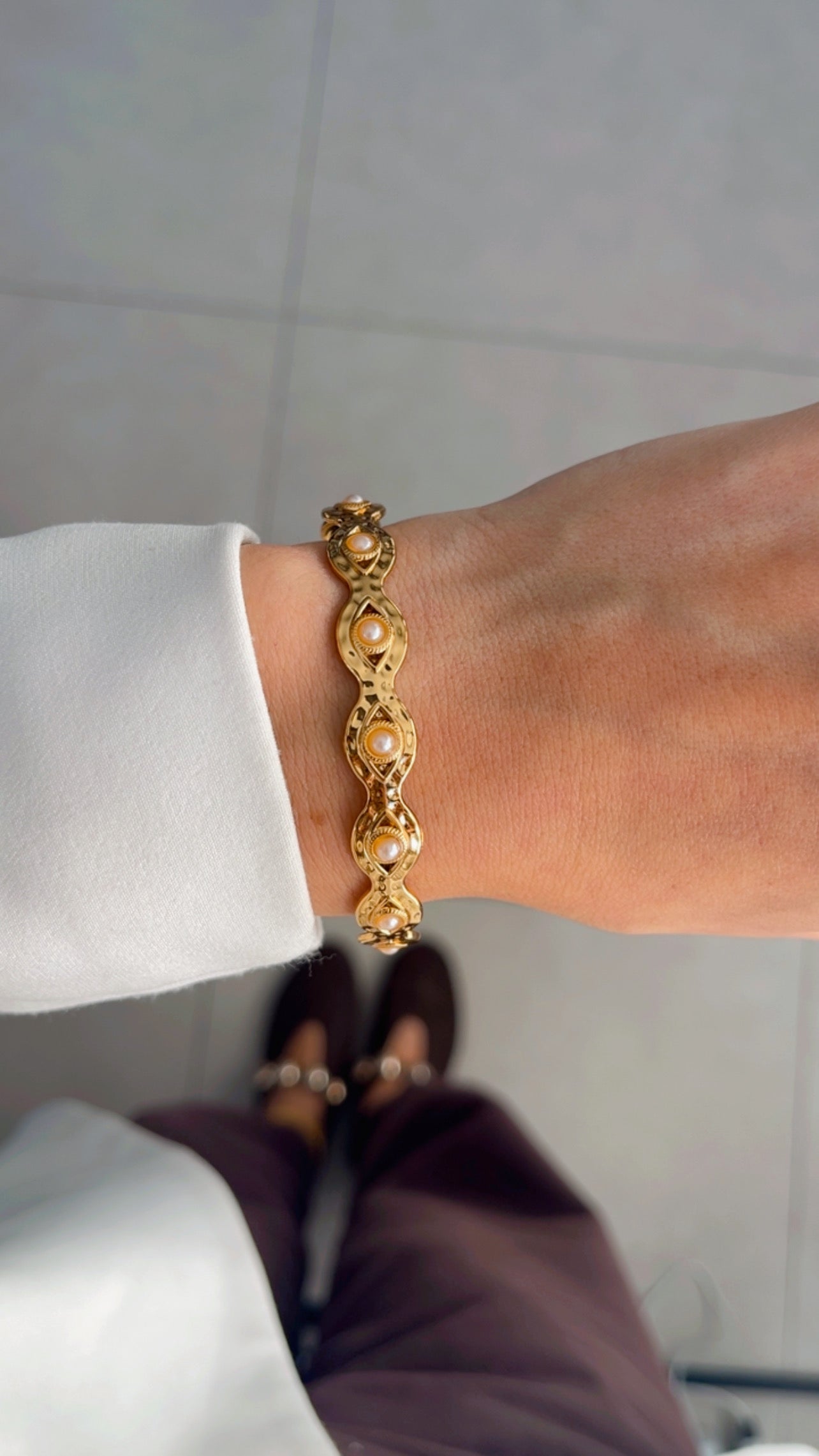 Pulseira bracelete olho pérola