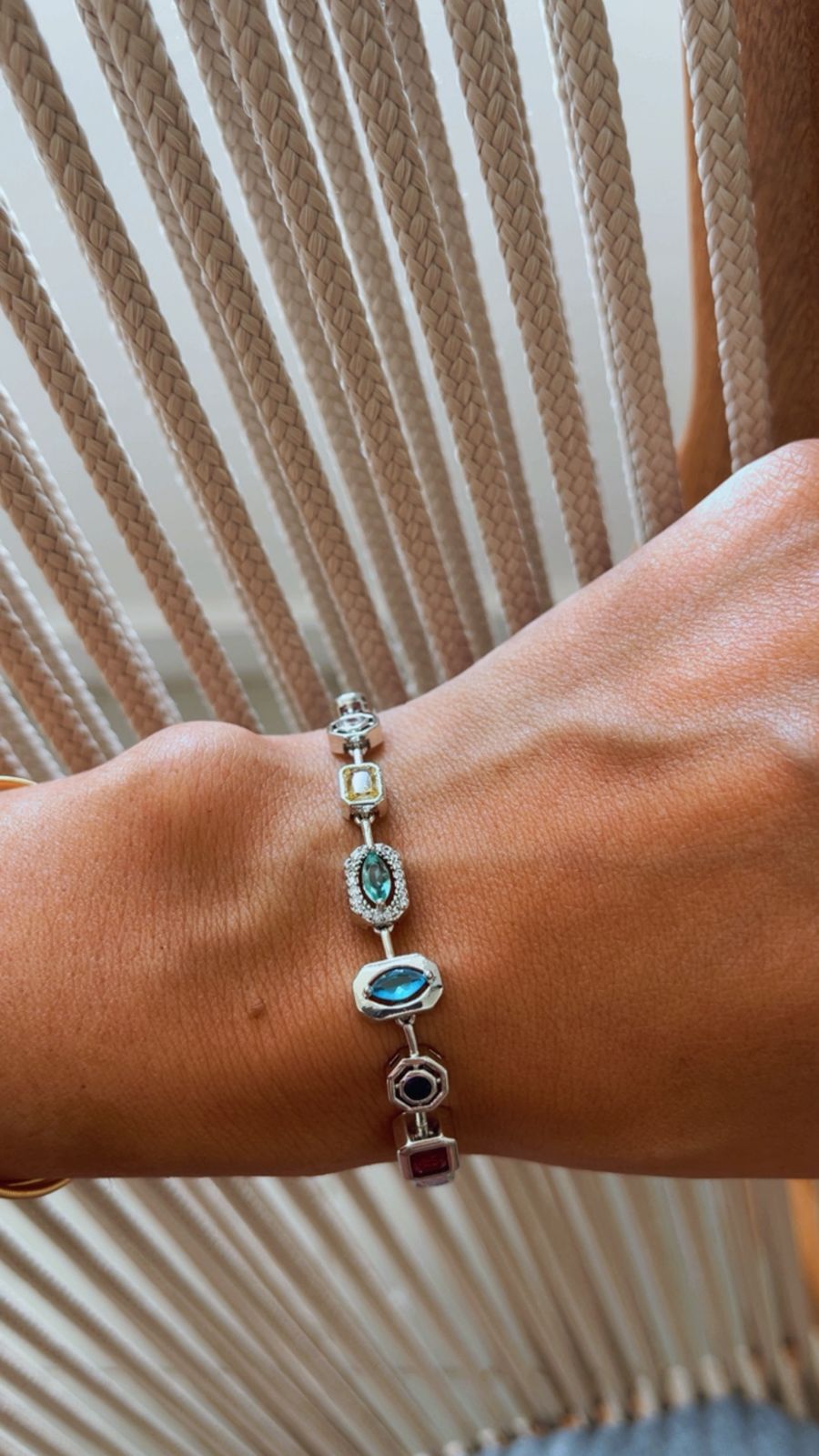 Pulseira pedras color níquel