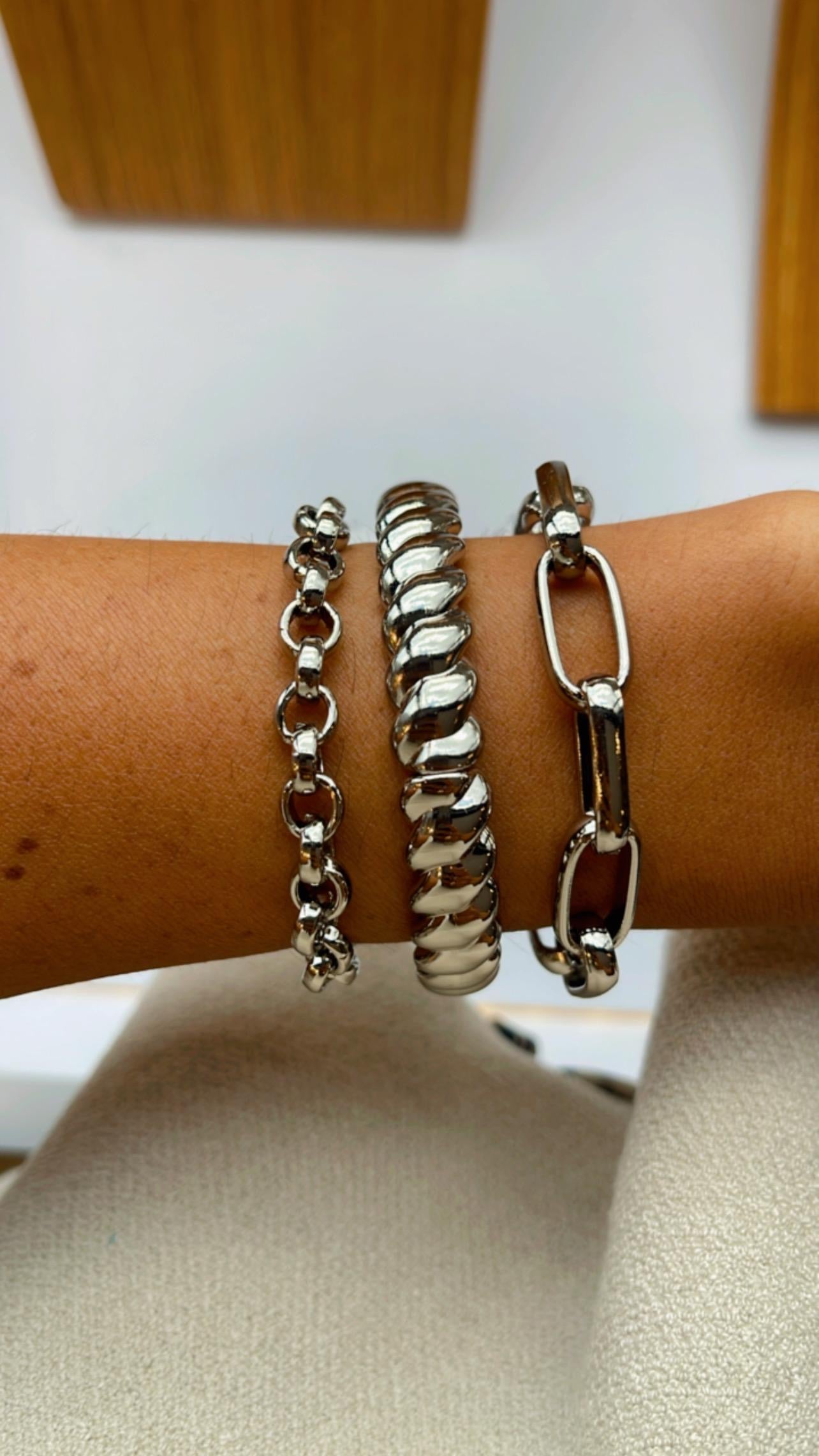 Pulseira bracelete croissant níquel