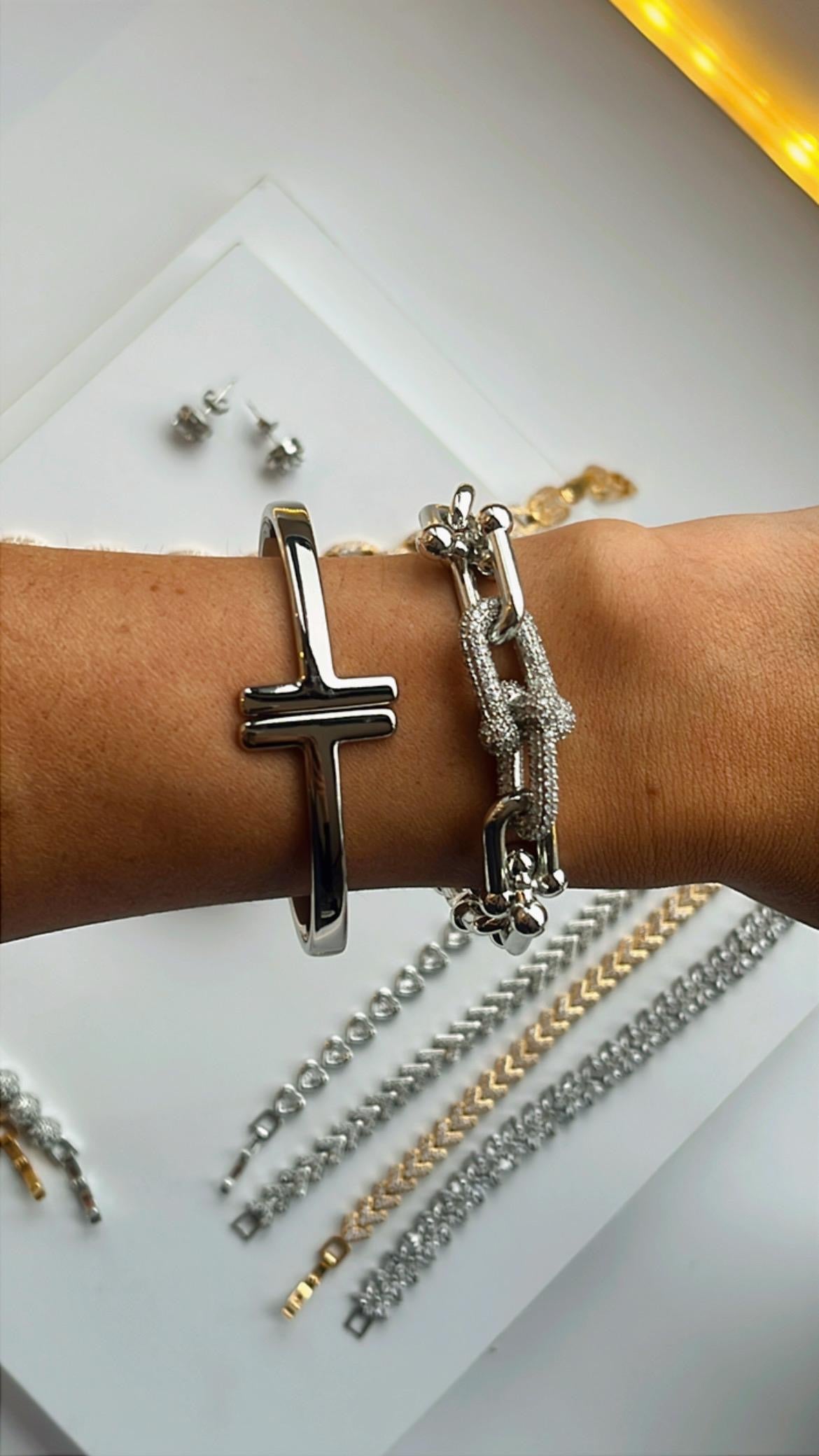 Pulseira Bibiana bold ródio
