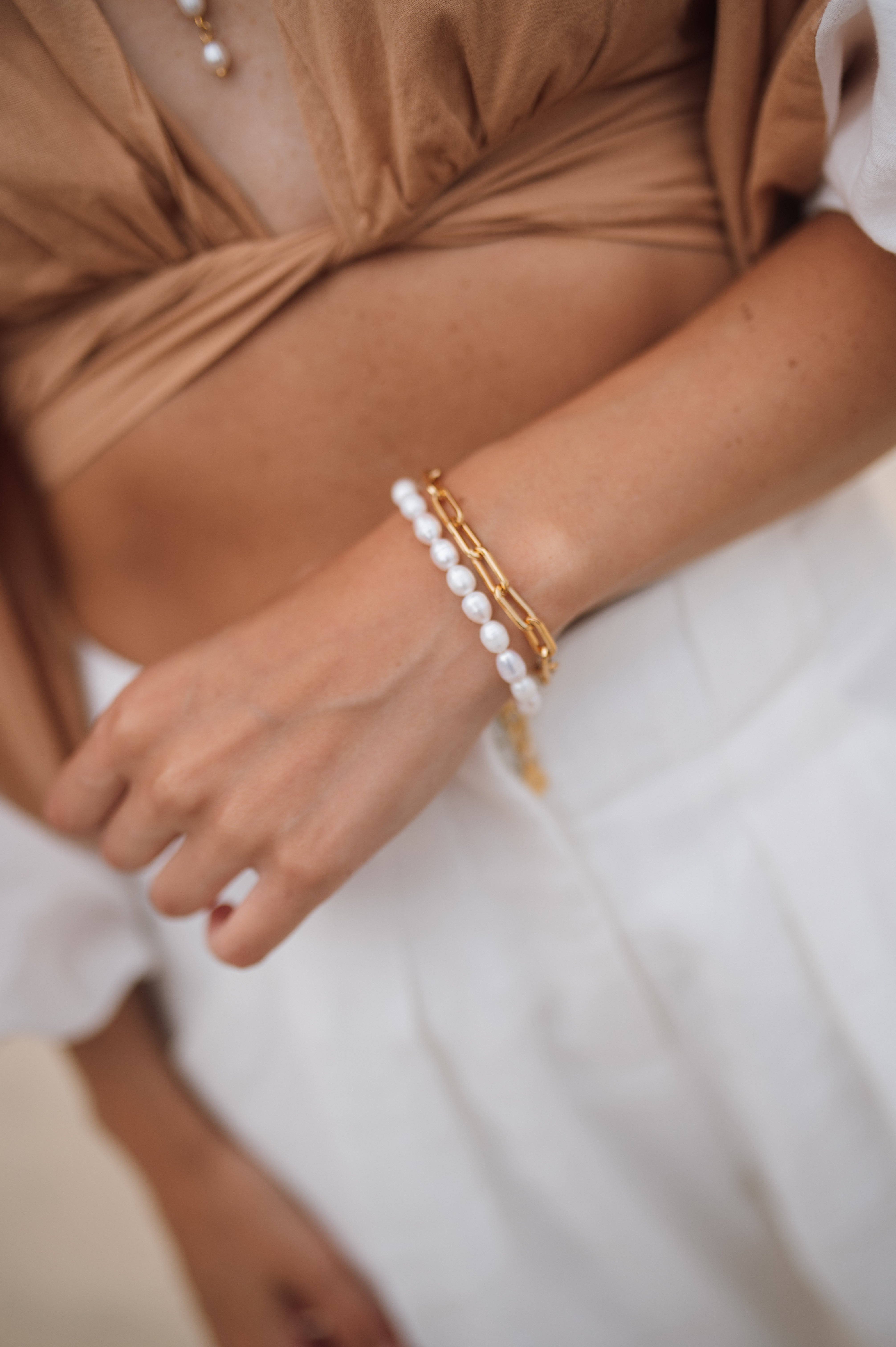 Pulseira tier com pérola barroca