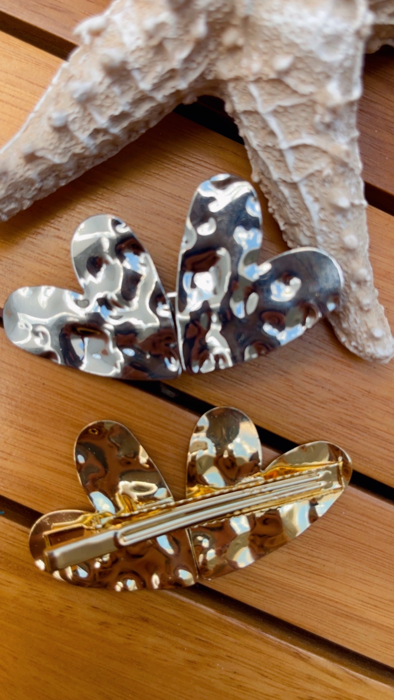 Presilha 2 corações martelado