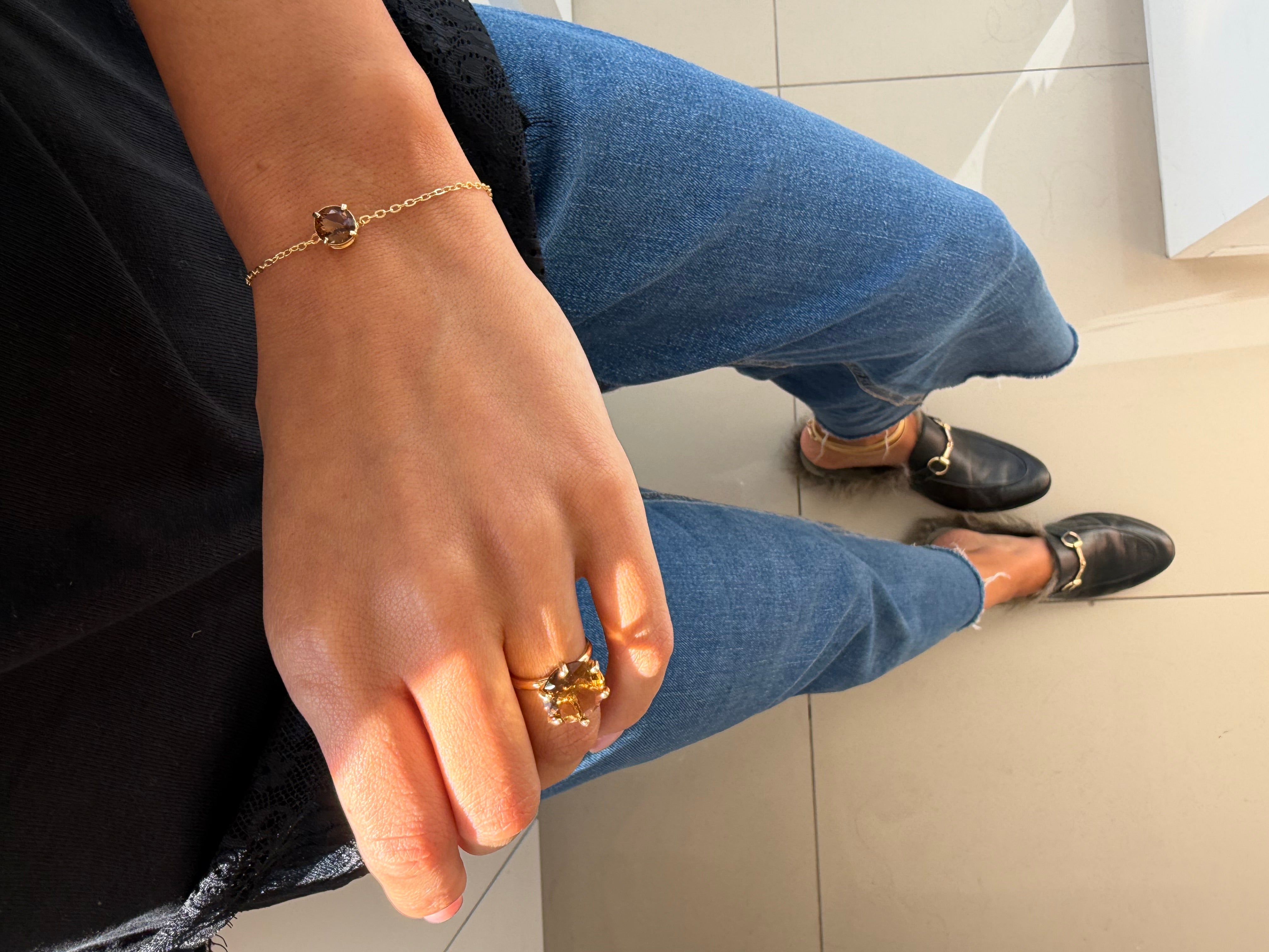 Pulseira solitário conhaque