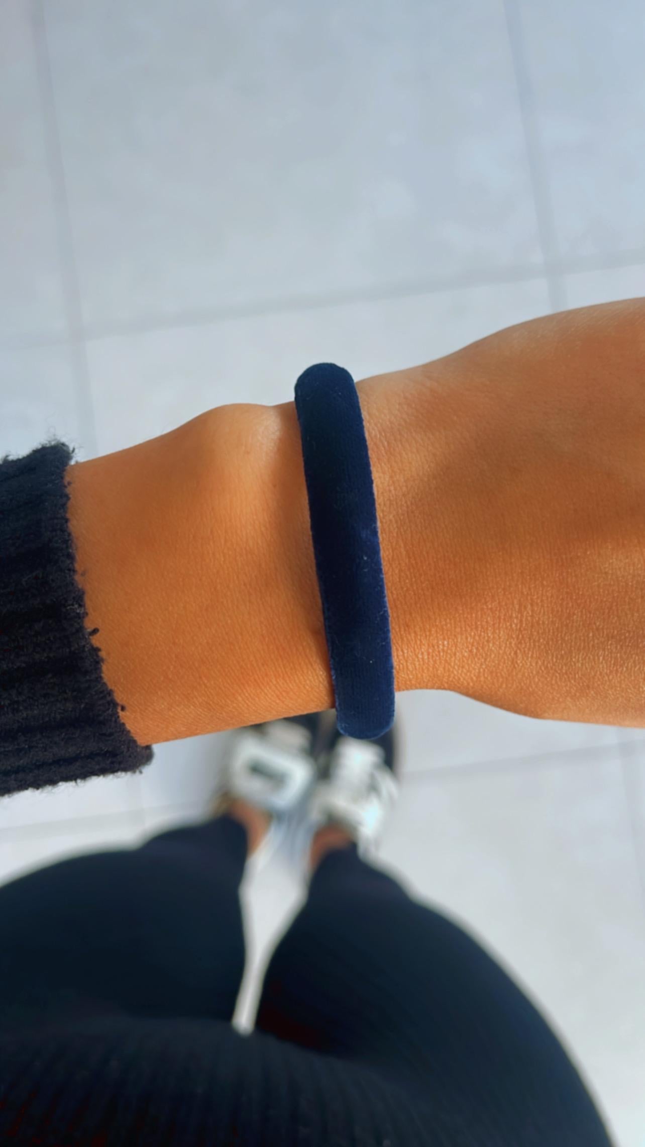 Pulseira ícone velvet marinho (Personalize com pingente ícone)