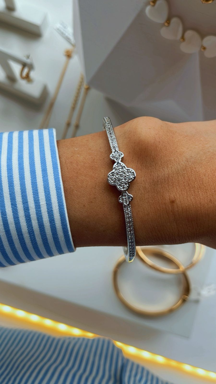 Pulseira bracelete duo unique ródio